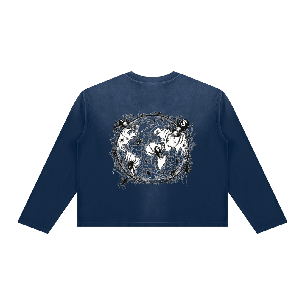 CashFlow "Spider Halloween Edition" Unisex Sunfade Boxy Long Sleeve T-Shirt