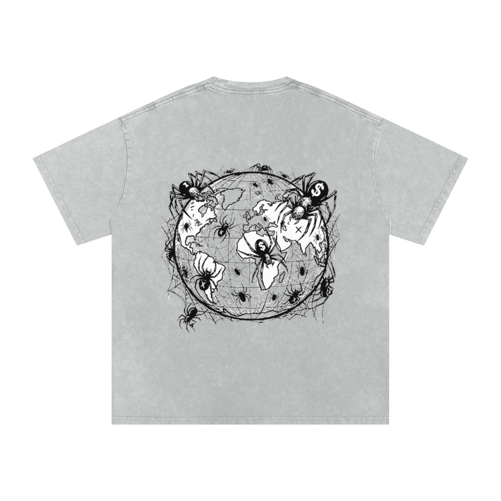 CashFlow "Spider Halloween Edition" Snow Washed Oversized Cotton T-Shirt