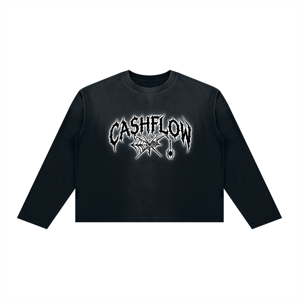 CashFlow "Spider Halloween Edition" Unisex Sunfade Boxy Long Sleeve T-Shirt