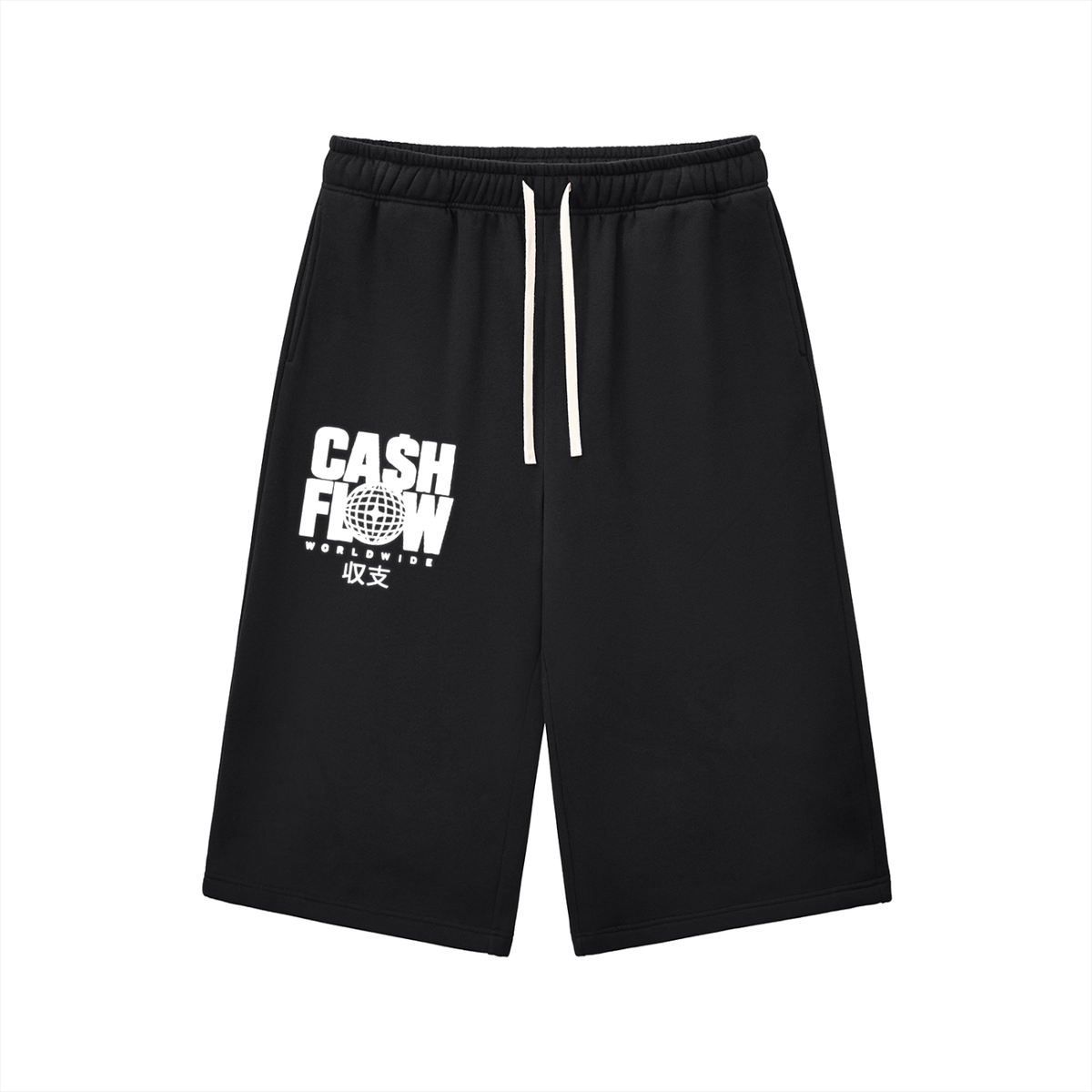 "CashFlow WorldWide" Relaxed Drawstring Three-quarter Sweats