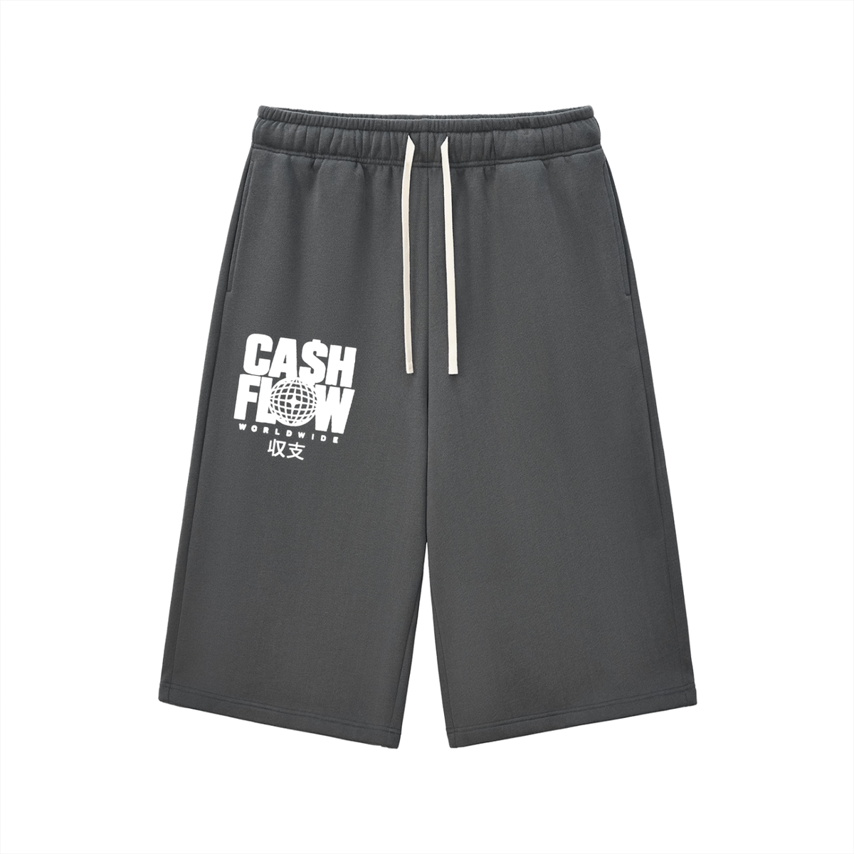"CashFlow WorldWide" Relaxed Drawstring Three-quarter Sweats
