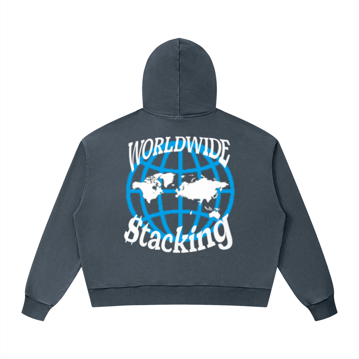 CashFlow "Worldwide Stacking" Unisex Mineral Wash Boxy Hoodie