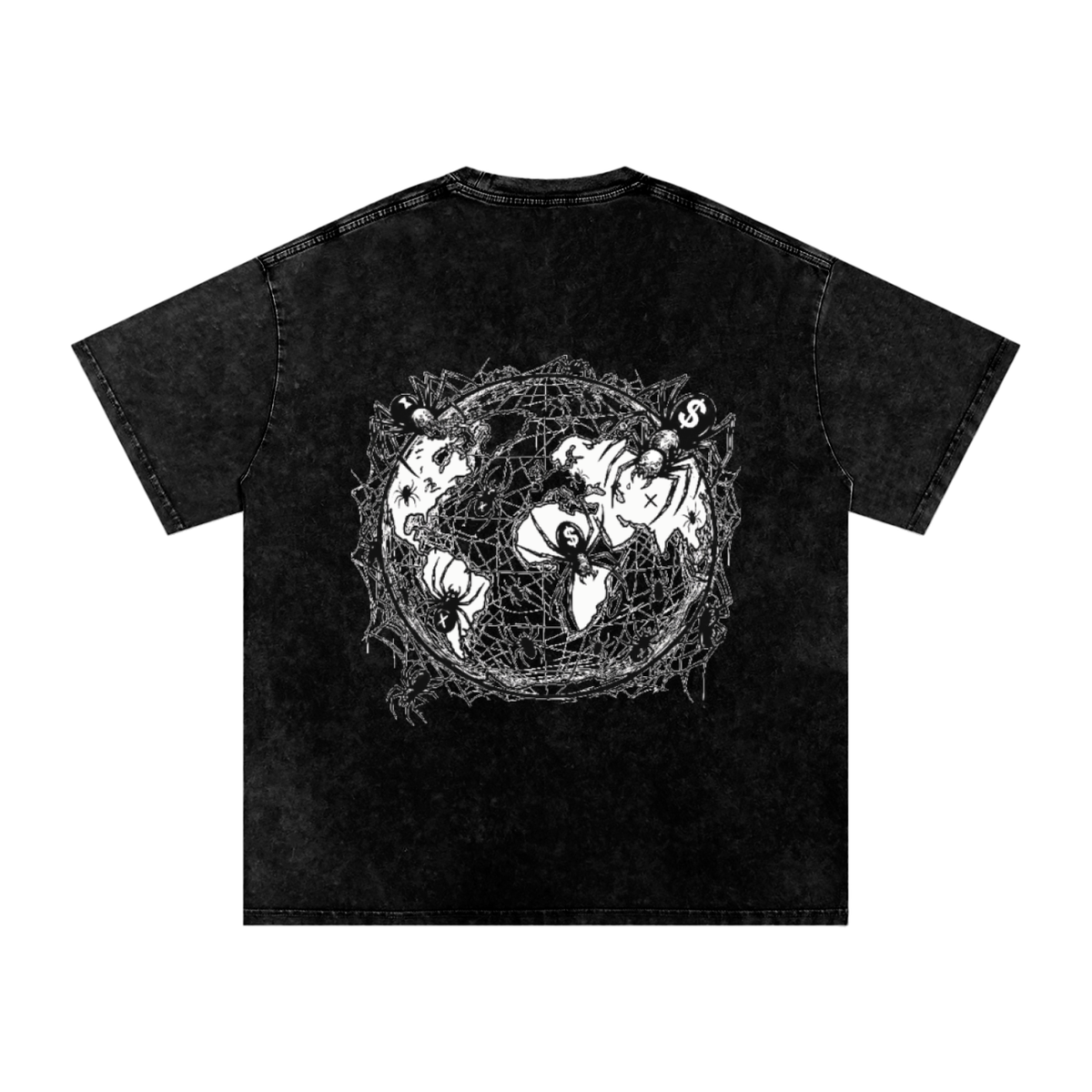 CashFlow "Spider Halloween Edition" Snow Washed Oversized Cotton T-Shirt