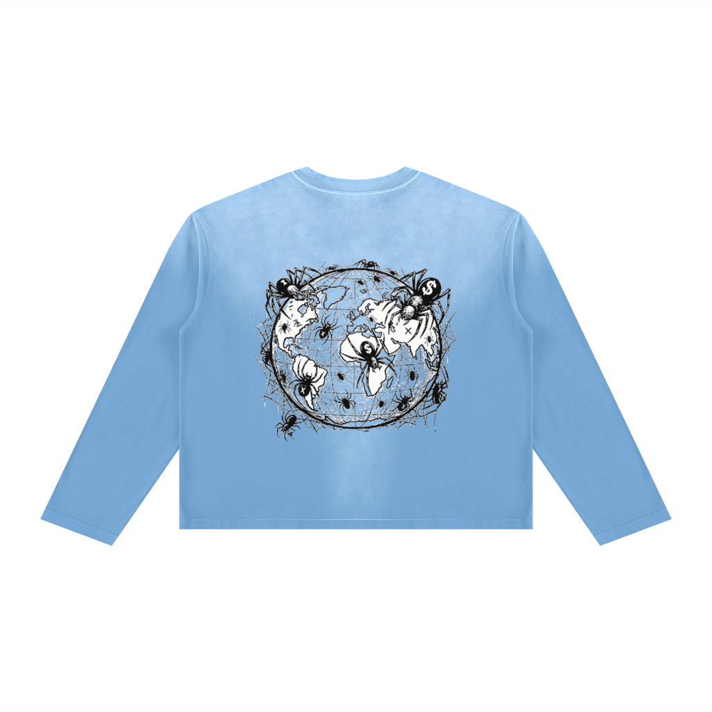 CashFlow "Spider Halloween Edition" Unisex Sunfade Boxy Long Sleeve T-Shirt
