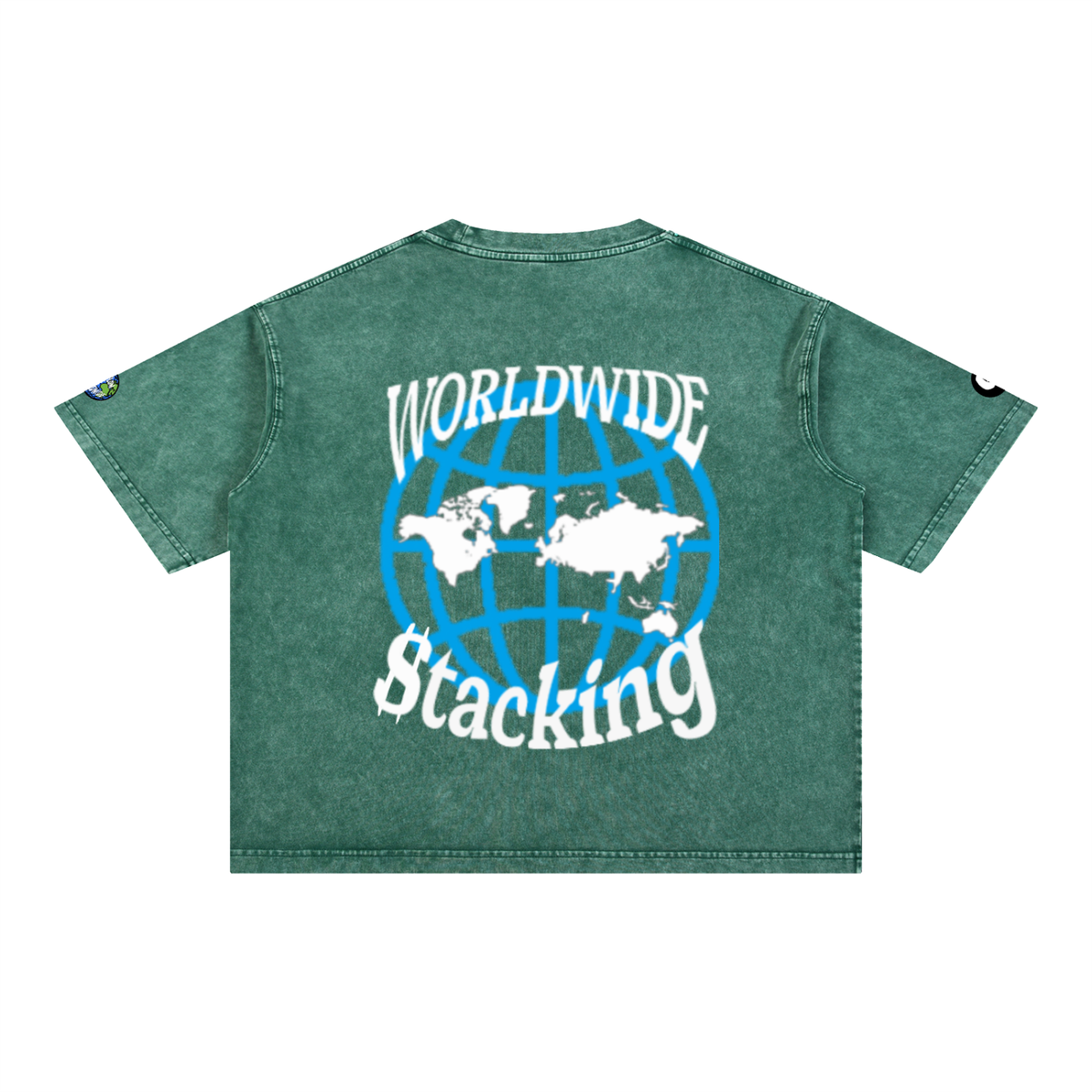"Worldwide Stacking" Mineral Wash Boxy Cotton T-Shirt