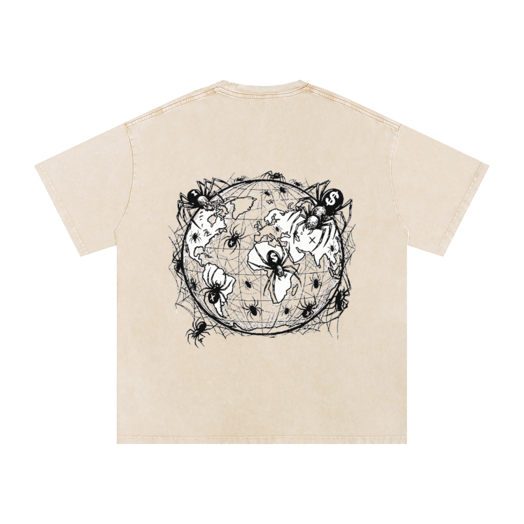 CashFlow "Spider Halloween Edition" Snow Washed Oversized Cotton T-Shirt