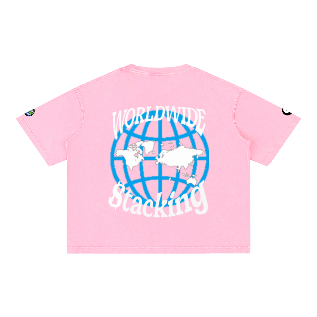 "Worldwide Stacking" Mineral Wash Boxy Cotton T-Shirt