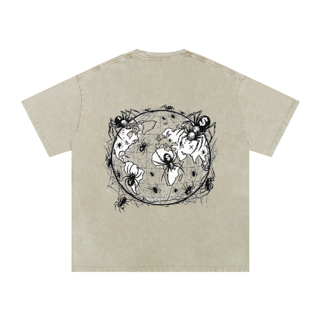 CashFlow "Spider Halloween Edition" Snow Washed Oversized Cotton T-Shirt