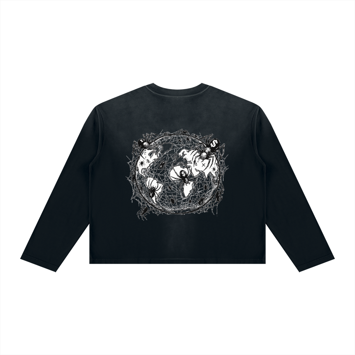 CashFlow "Spider Halloween Edition" Unisex Sunfade Boxy Long Sleeve T-Shirt