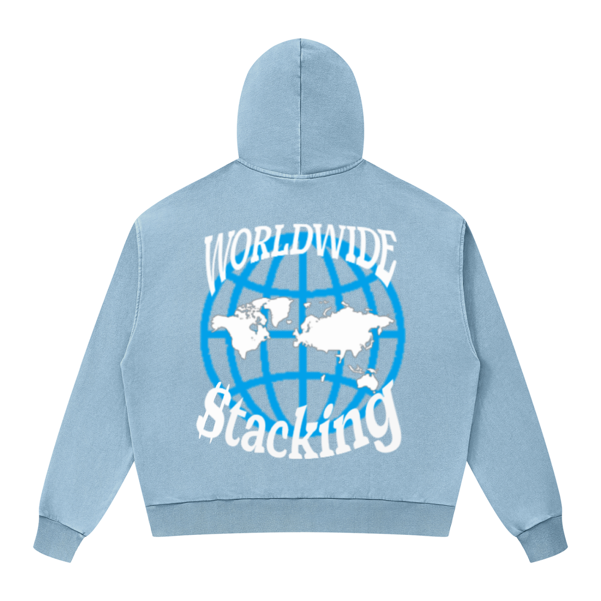 CashFlow "Worldwide Stacking" Unisex Mineral Wash Boxy Full Zip Hoodie