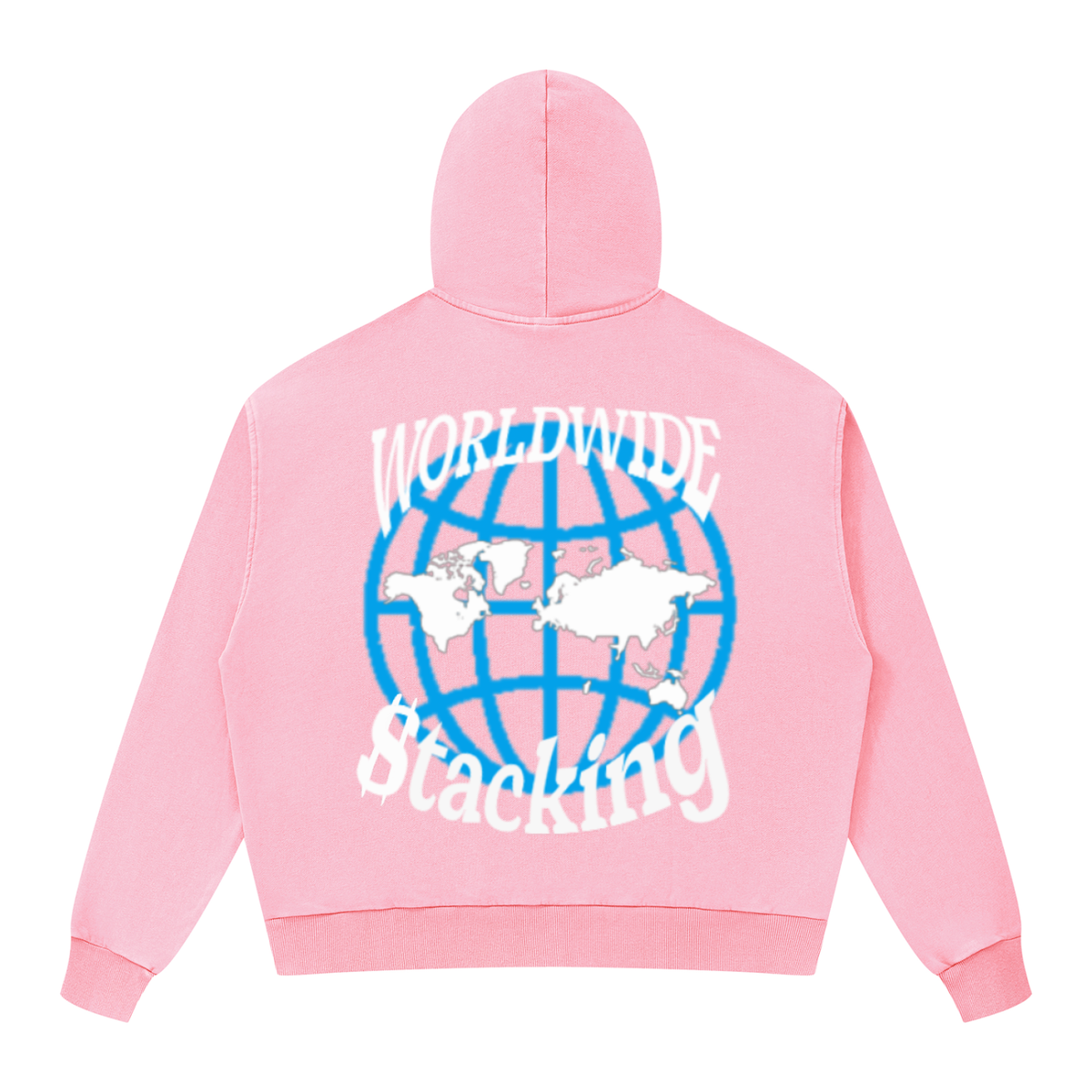 CashFlow "Worldwide Stacking" Unisex Mineral Wash Boxy Full Zip Hoodie