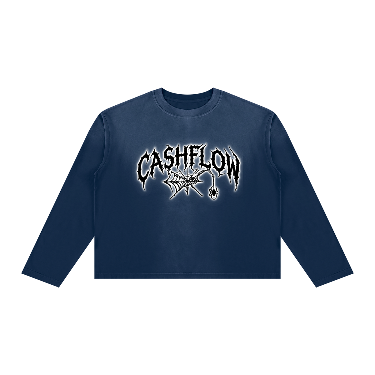 CashFlow "Spider Halloween Edition" Unisex Sunfade Boxy Long Sleeve T-Shirt