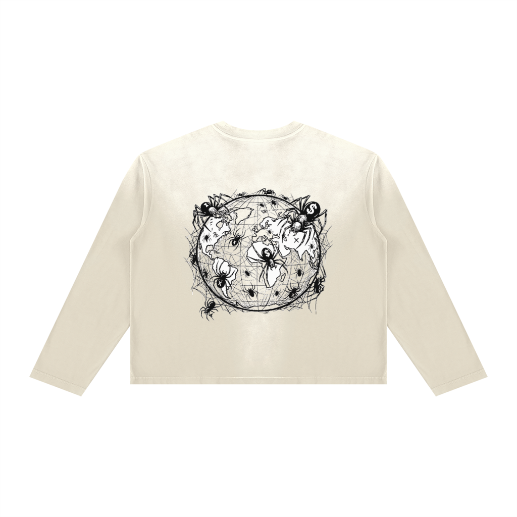 CashFlow "Spider Halloween Edition" Unisex Sunfade Boxy Long Sleeve T-Shirt