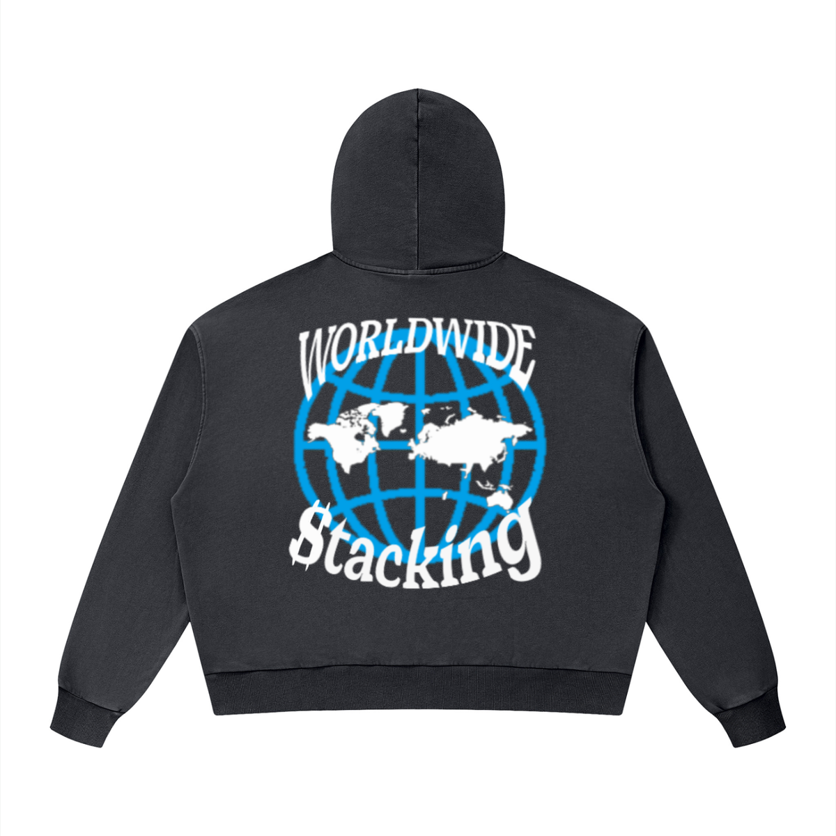 CashFlow "Worldwide Stacking" Unisex Mineral Wash Boxy Hoodie