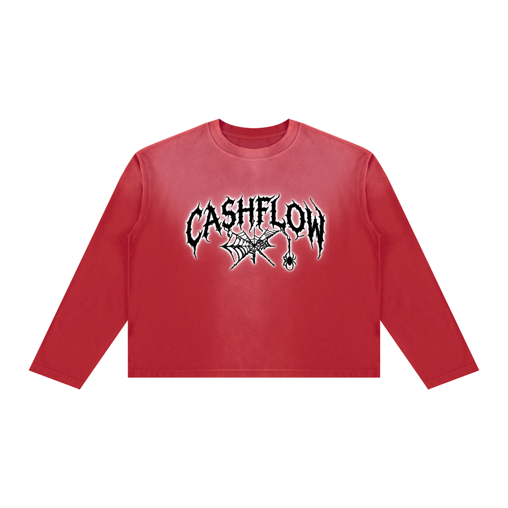 CashFlow "Spider Halloween Edition" Unisex Sunfade Boxy Long Sleeve T-Shirt