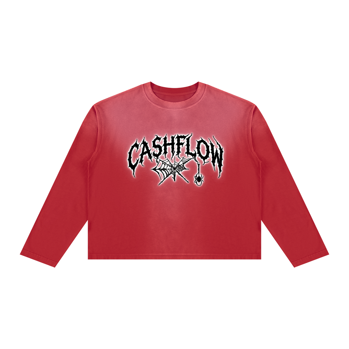 CashFlow "Spider Halloween Edition" Unisex Sunfade Boxy Long Sleeve T-Shirt