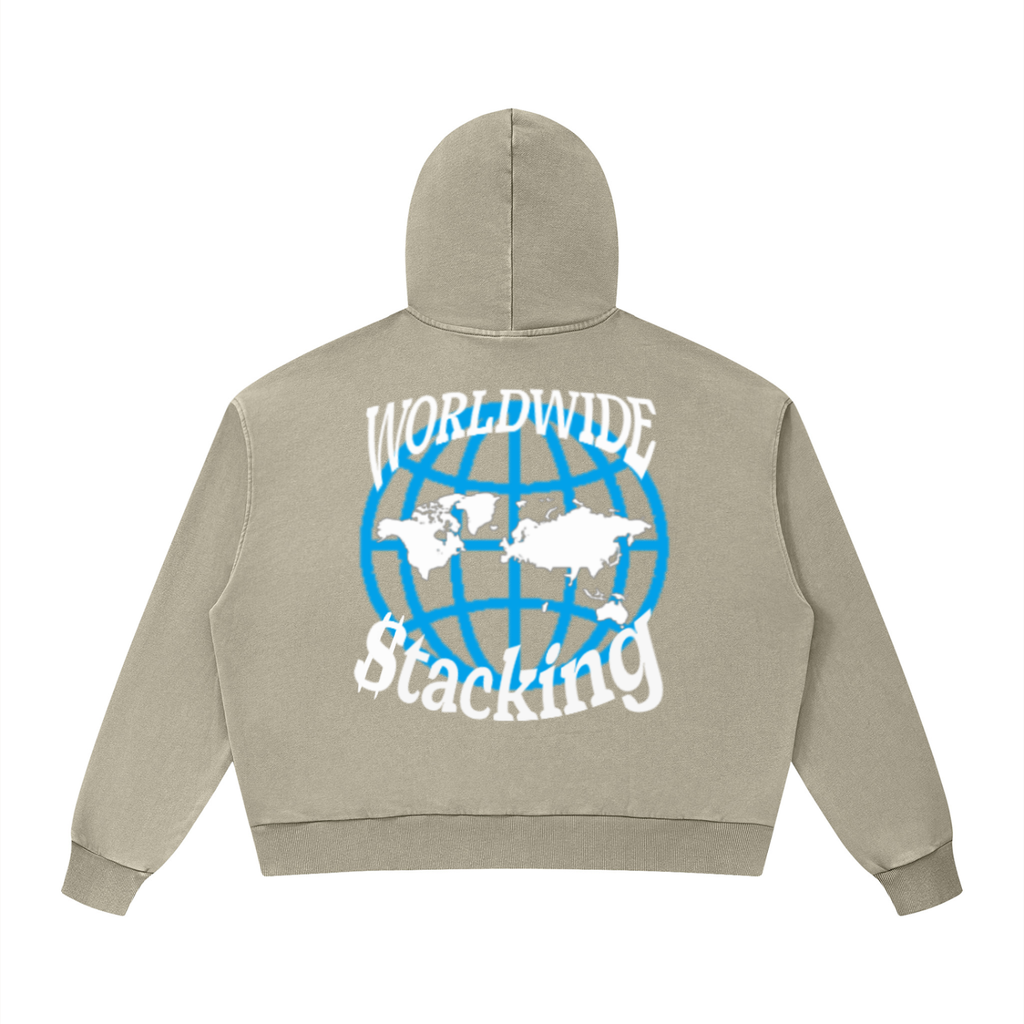 CashFlow "Worldwide Stacking" Unisex Mineral Wash Boxy Hoodie