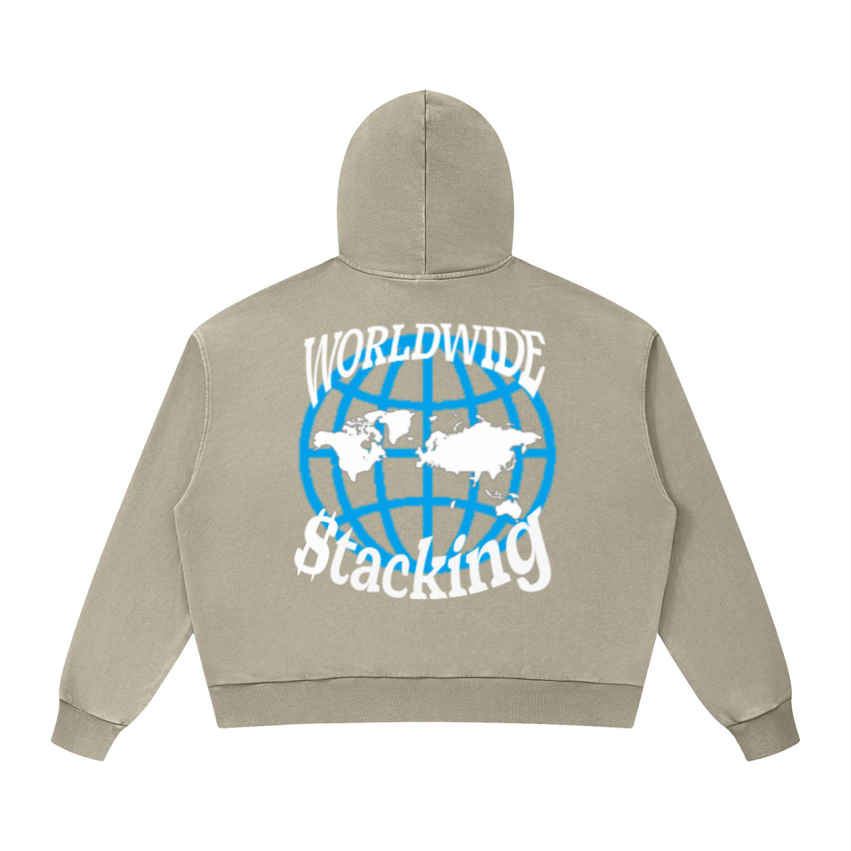 CashFlow "Worldwide Stacking" Unisex Mineral Wash Boxy Hoodie